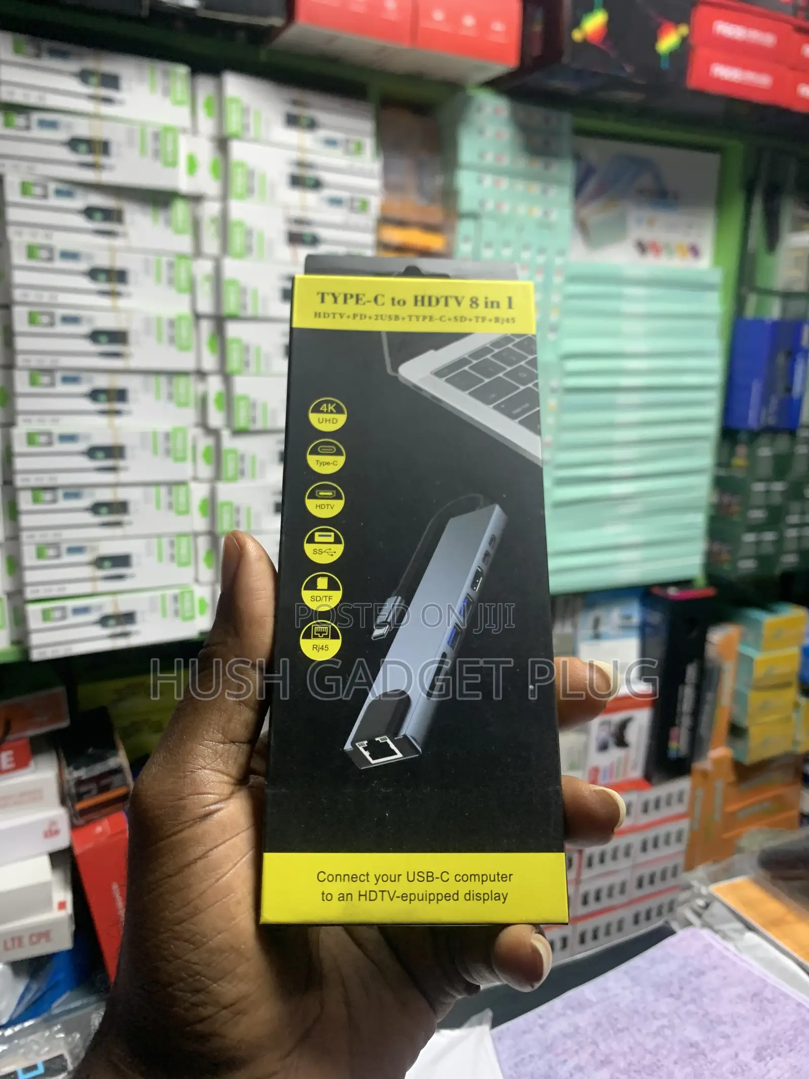 8-in-1 Type-C Hub Adapter (4k HDMI, USB, Pd, Rj45, Sd/Tf)