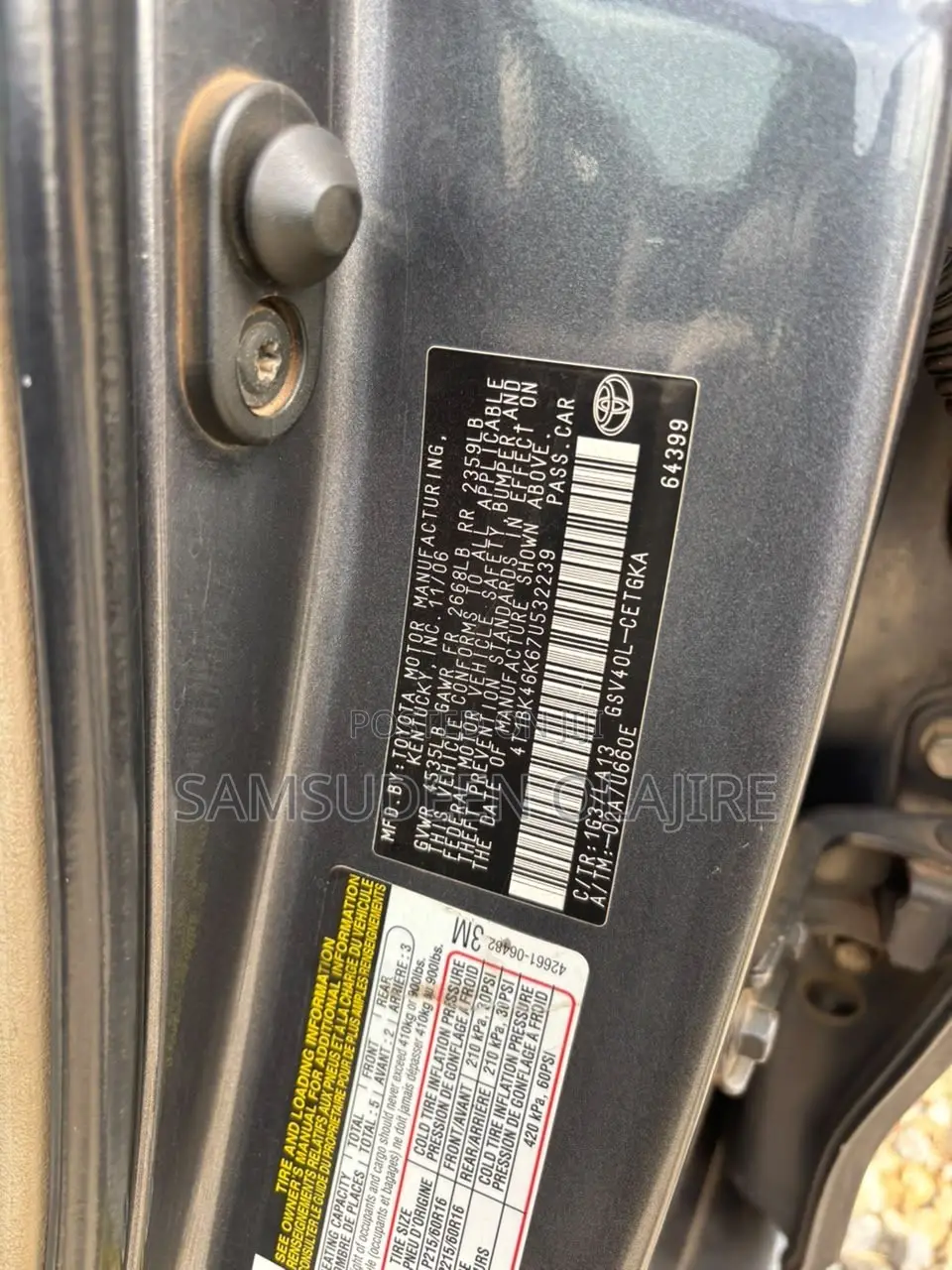 Toyota Camry XLE V6 4dr Sedan (3.5L 6cyl 6AM) 2008 Gray