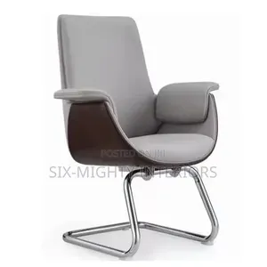 Luxury Wood Shell & Leather Mid _ Back Visitor Chair