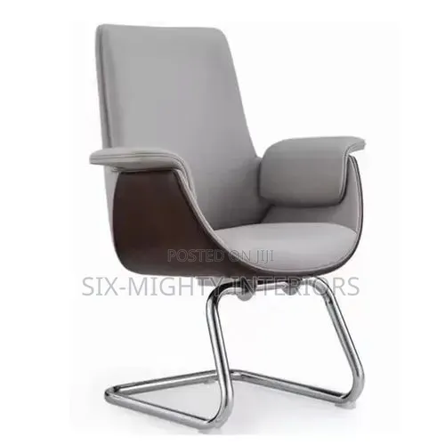 Luxury Wood Shell & Leather Mid _ Back Visitor Chair