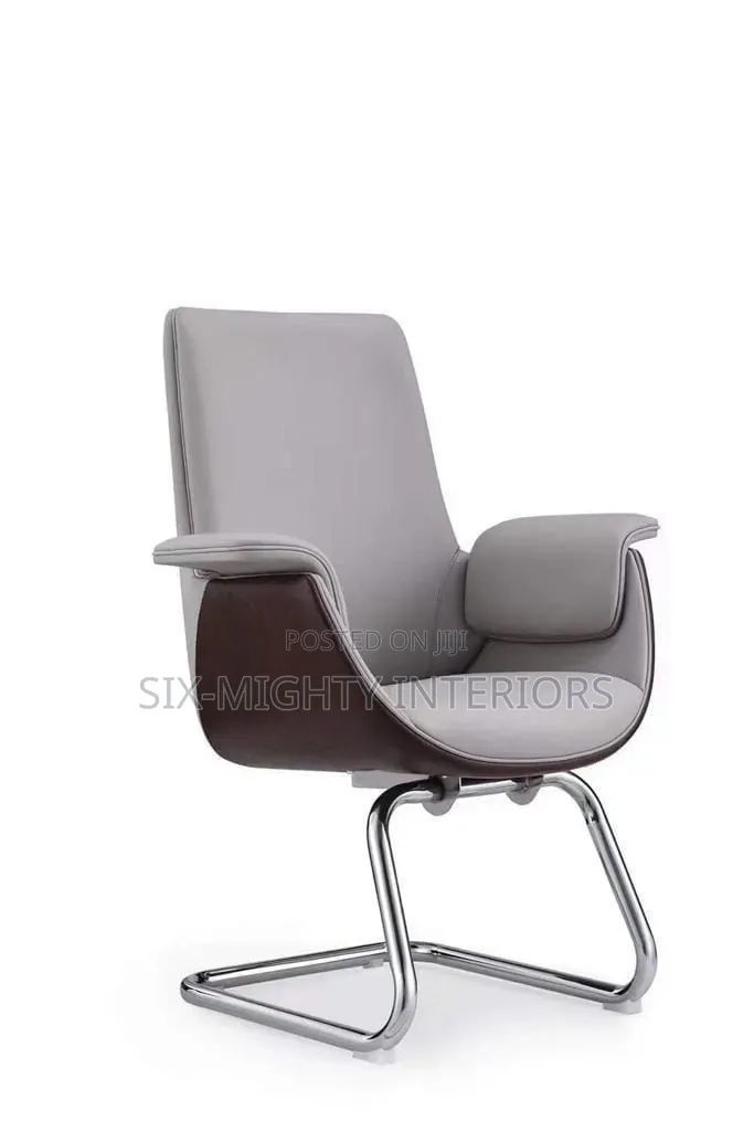 Luxury Wood Shell & Leather Mid _ Back Visitor Chair