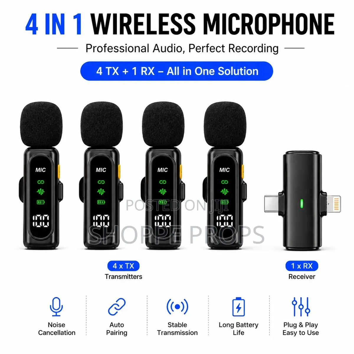 T90 4-in-1 Magnetic Wireless Mic for Mobile Phone