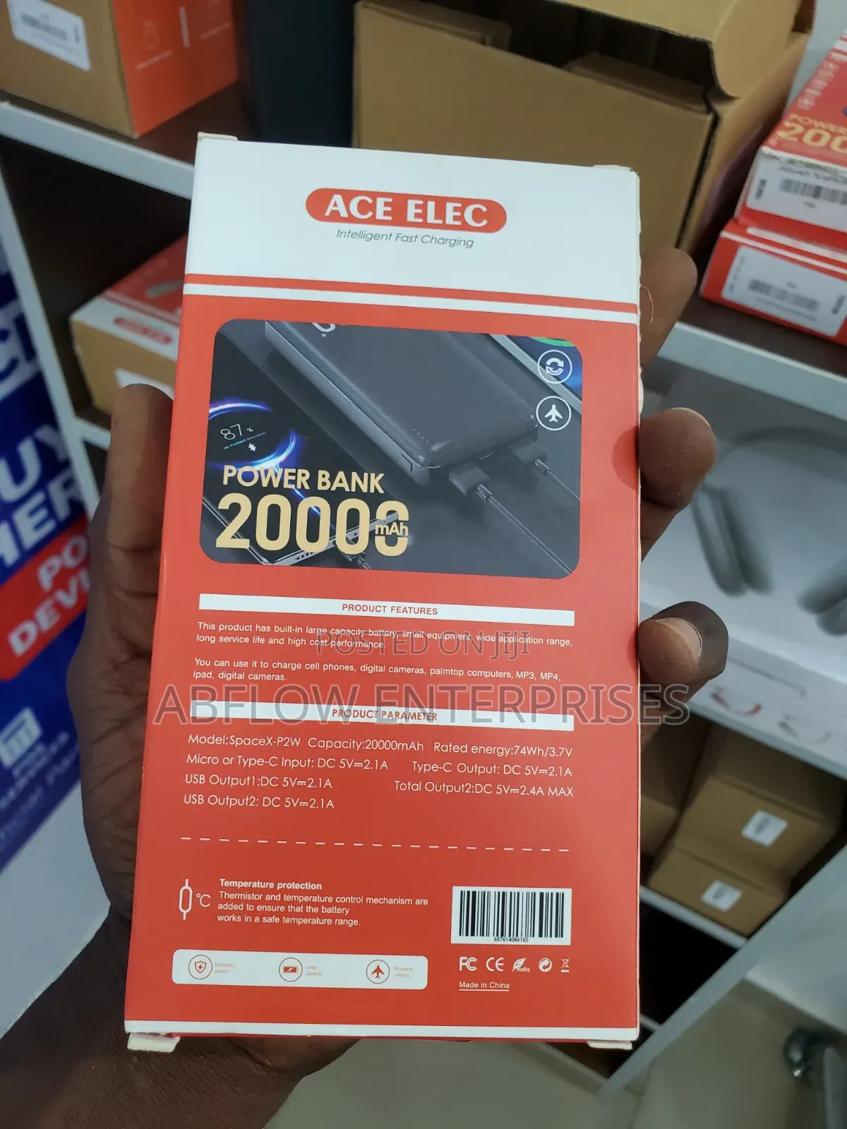 Original Ace Elec 20,000mah Power Bank; Compact, Powerful Reliable