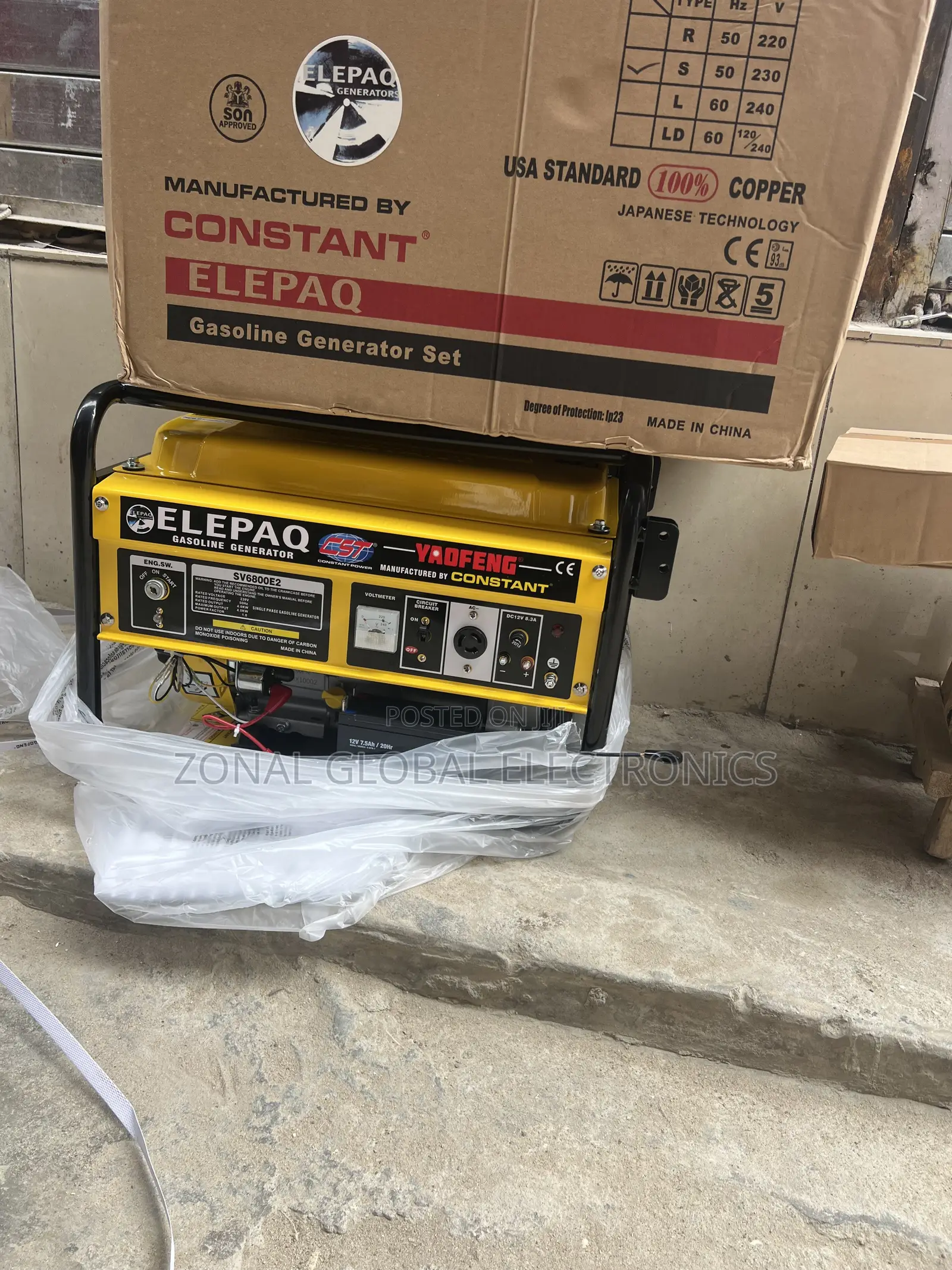 Elepaq Constant Generator 4.5kva 100% Copper Coil