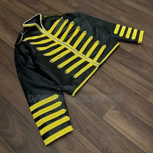 Black Leather Military Style Hussar Jacket