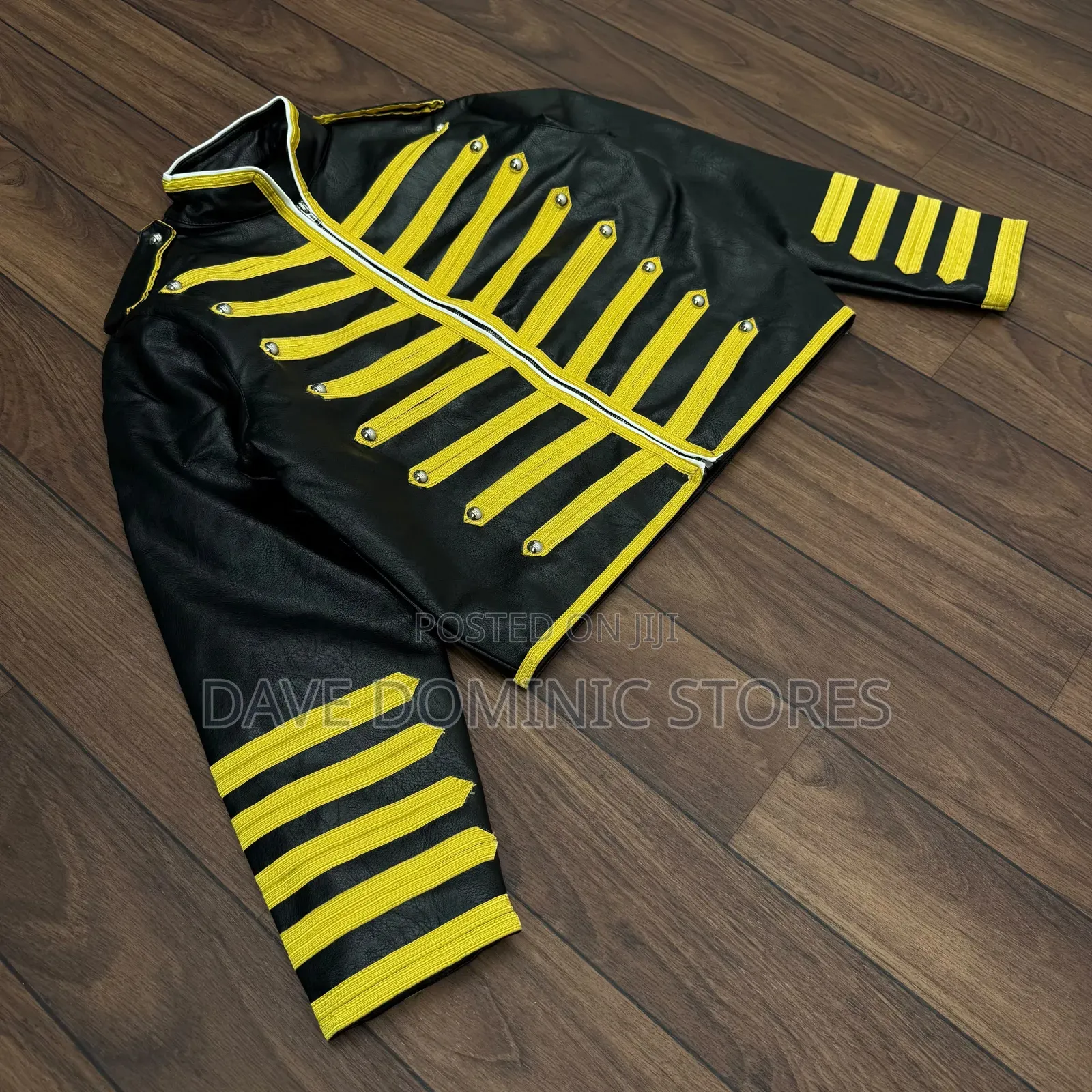 Black Leather Military Style Hussar Jacket