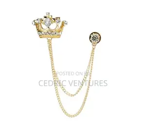 Unisex Crown Shape Brooch Tassel Chain Lapel Pin