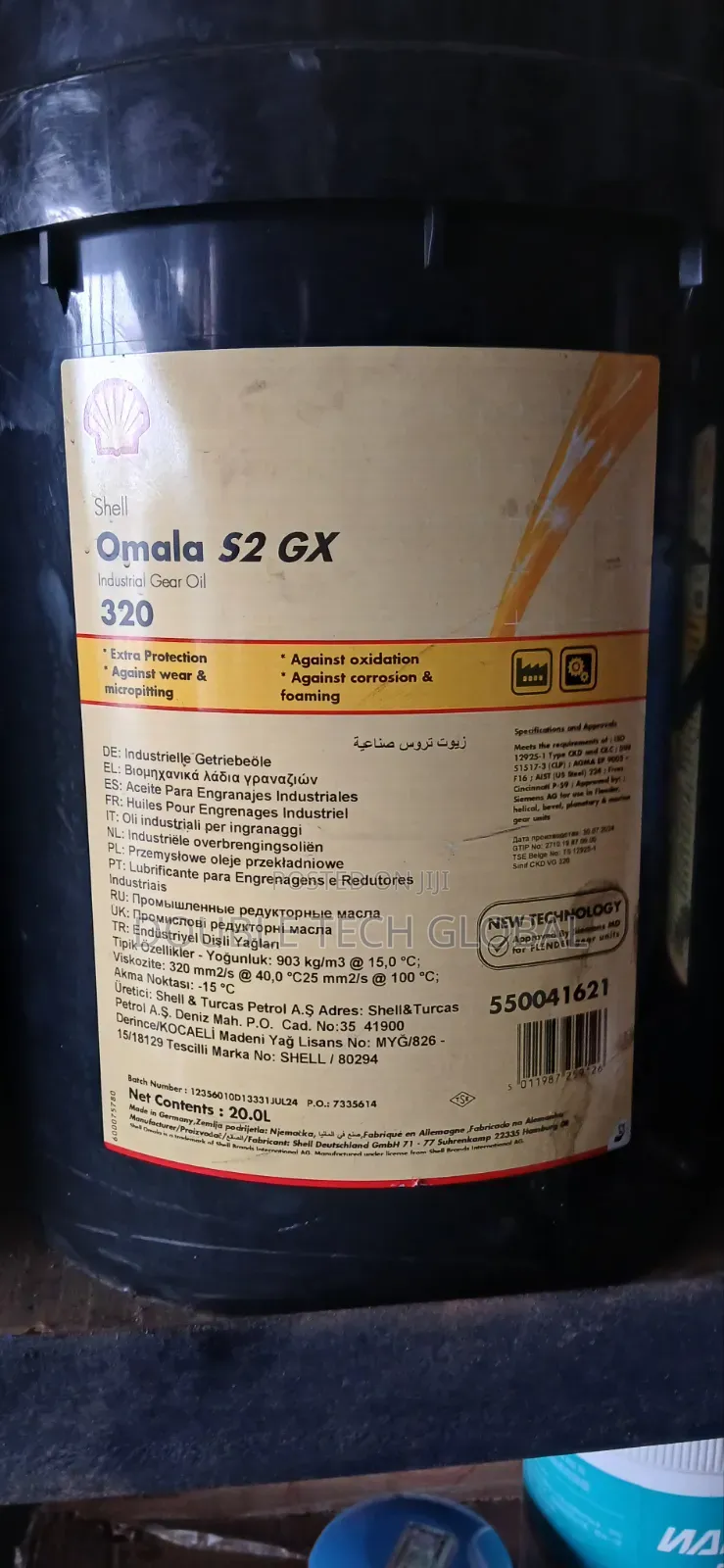 Original Shell Omala S2 GX 320 Industrial Gear Oil - 20L Bucket