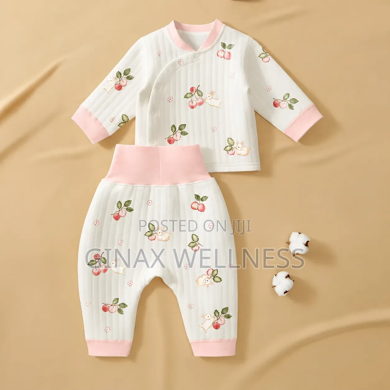 2-Piece Babies Thick Long-Sleeve Top & High Waist Trousers (0-3months)