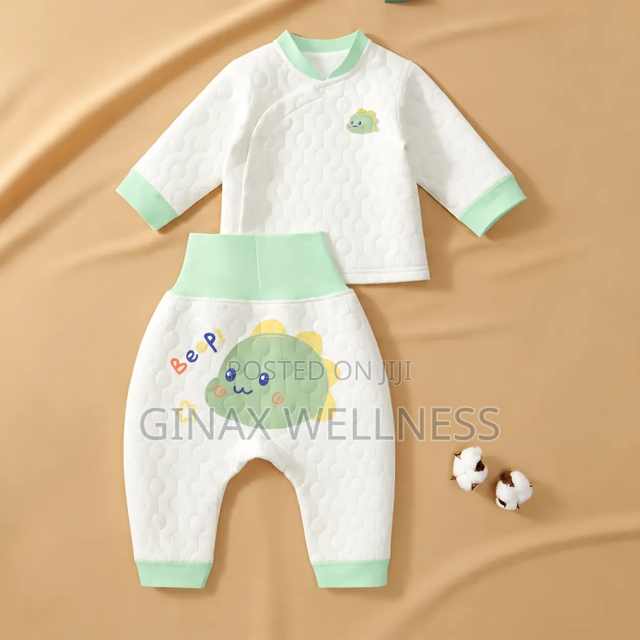 2-Piece Babies Thick Long-Sleeve Top & High Waist Trousers (0-3months)