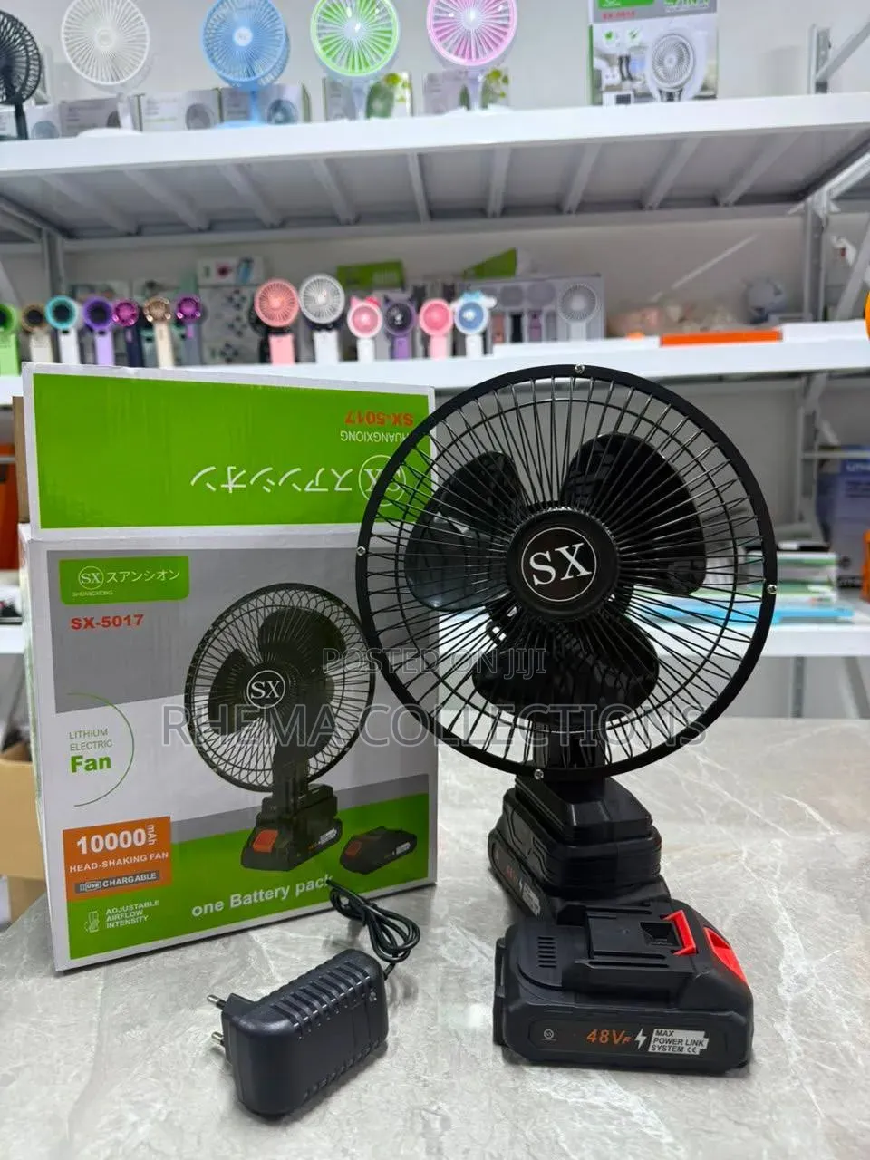 SX Rotating Lithium Rechargeable Fan With 2 Batteries