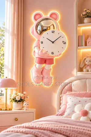 3D Astronaut Bear Decorative Wall Clock With LED Light 40by 80cm