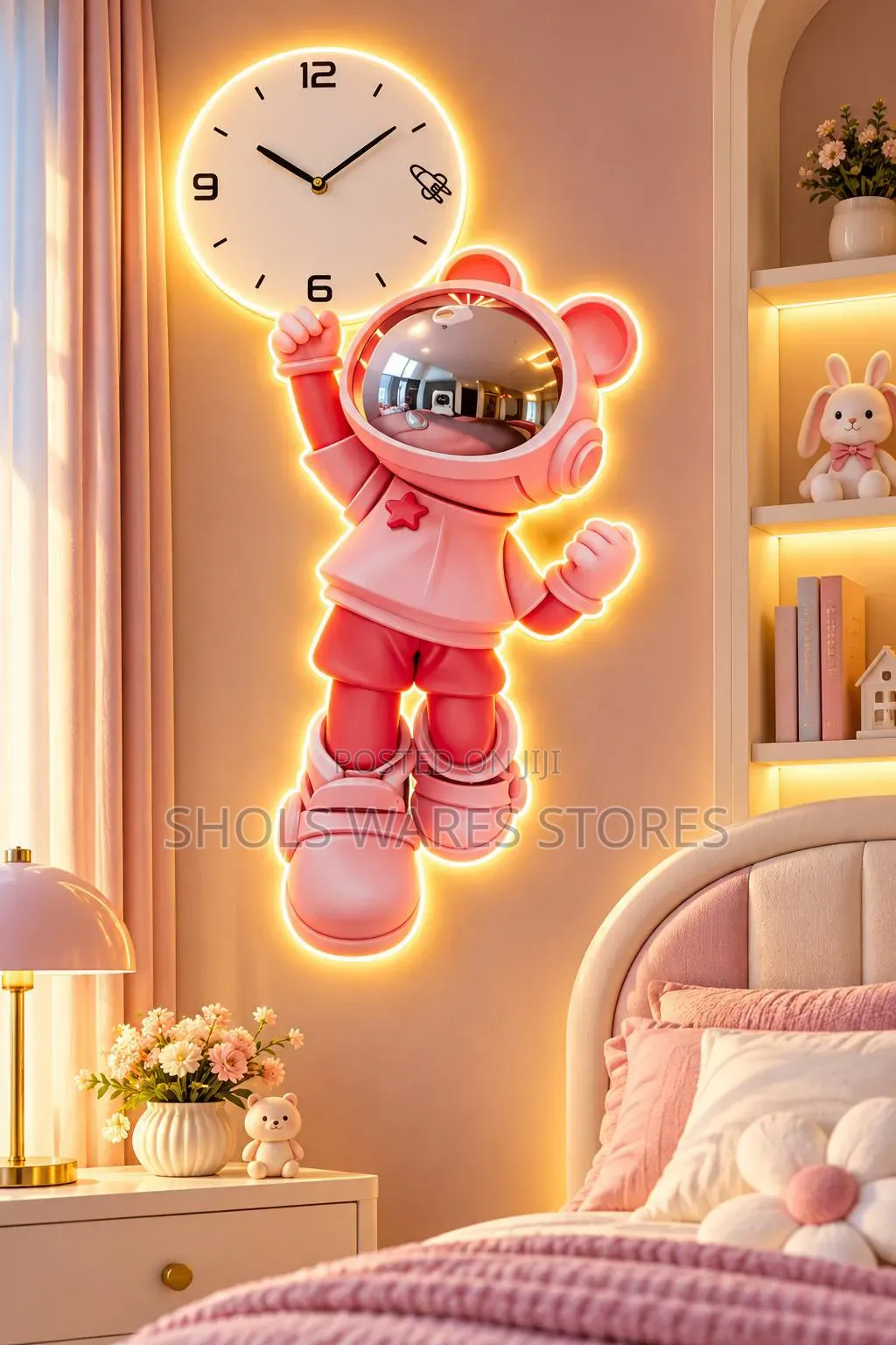 3D Astronaut Bear Decorative Wall Clock With LED Light 40by 80cm