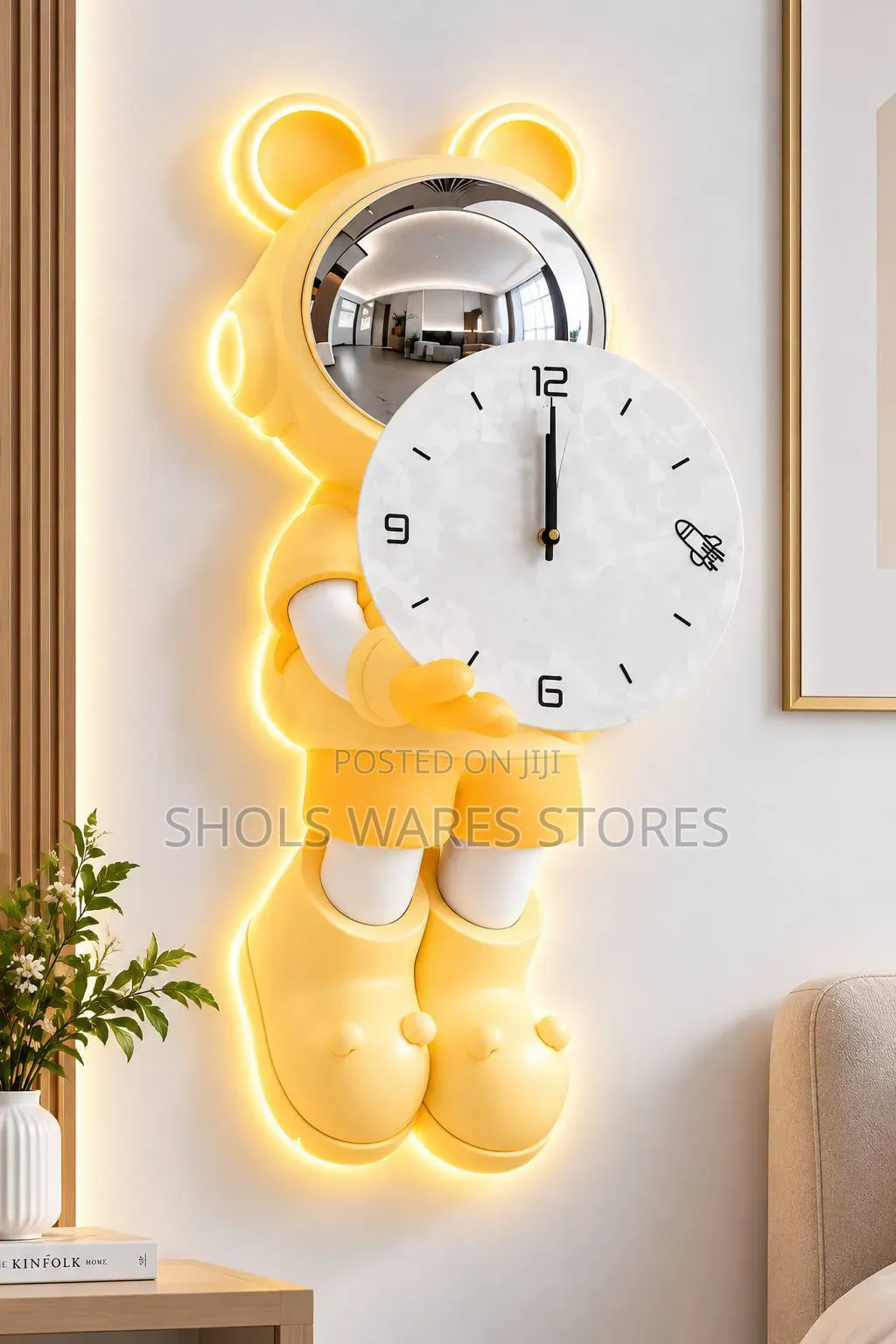 3D Astronaut Bear Decorative Wall Clock With LED Light 40by 80cm