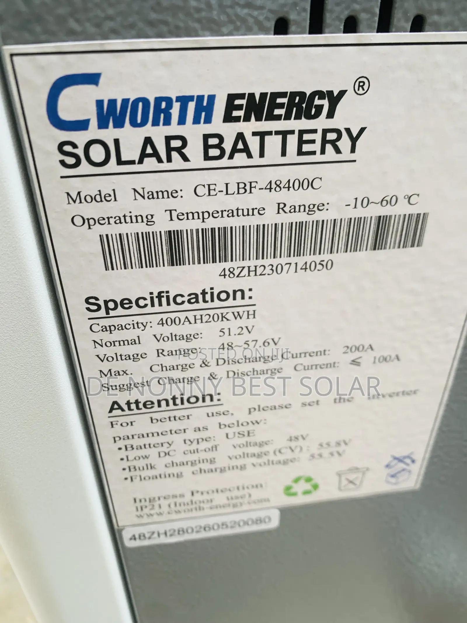 20kwh 48V C Worth Lithium Ion Battery