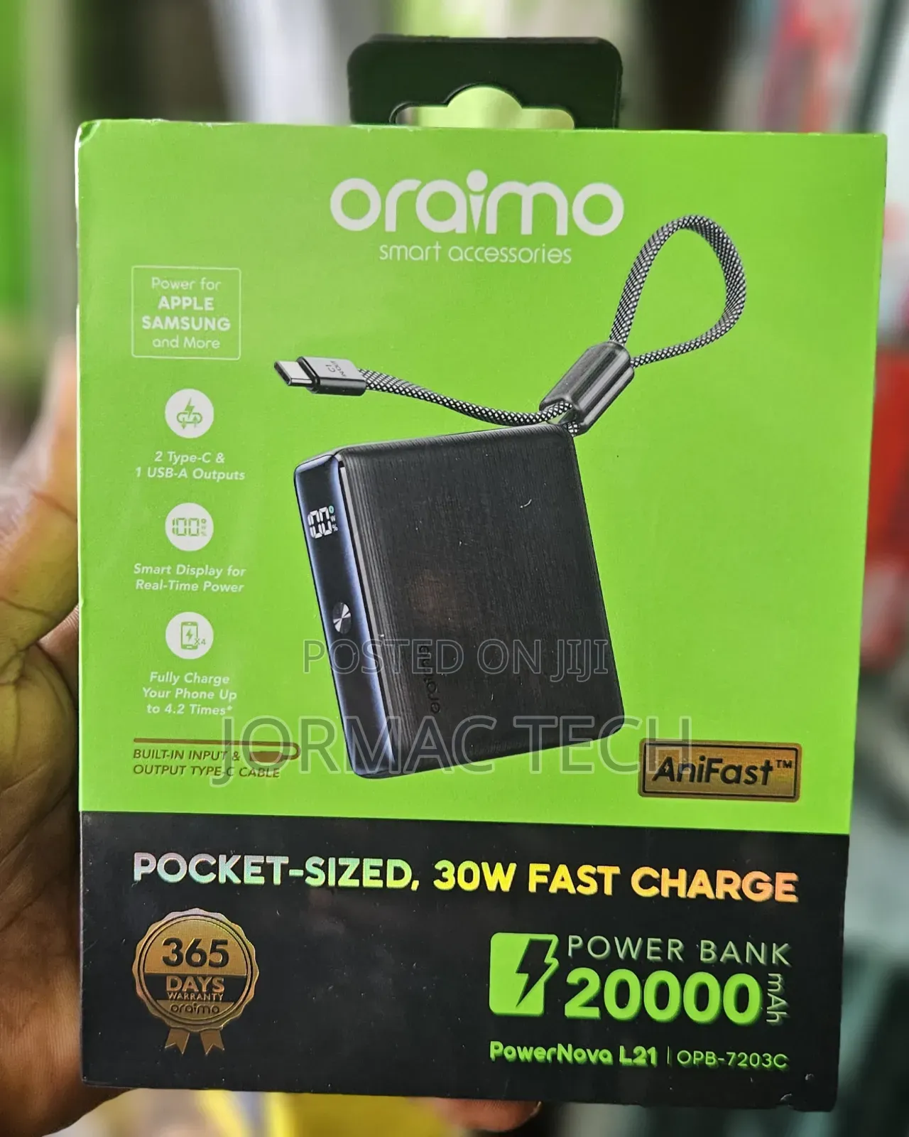 Oraimo Pocket Size 22.5w Fast Charging 2000MAh Power Bank