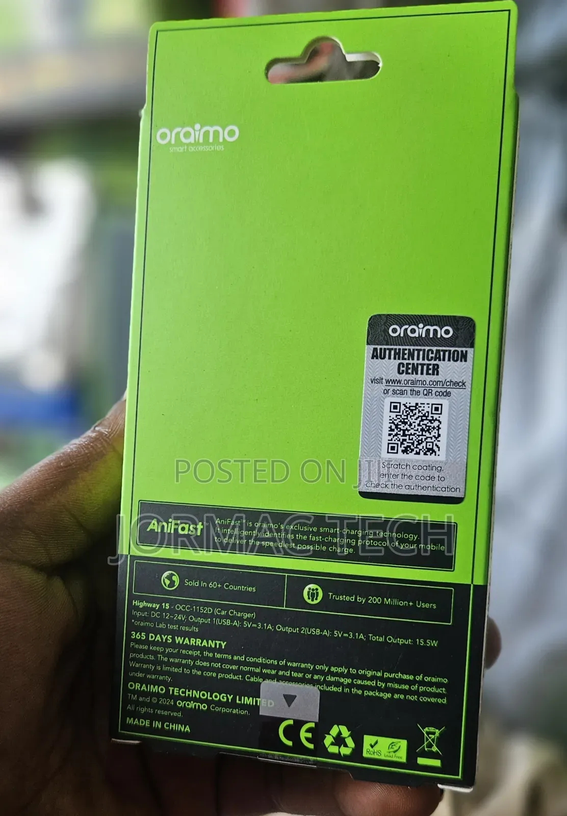 Oraimo Car Charger 15.5w Ultra Fast