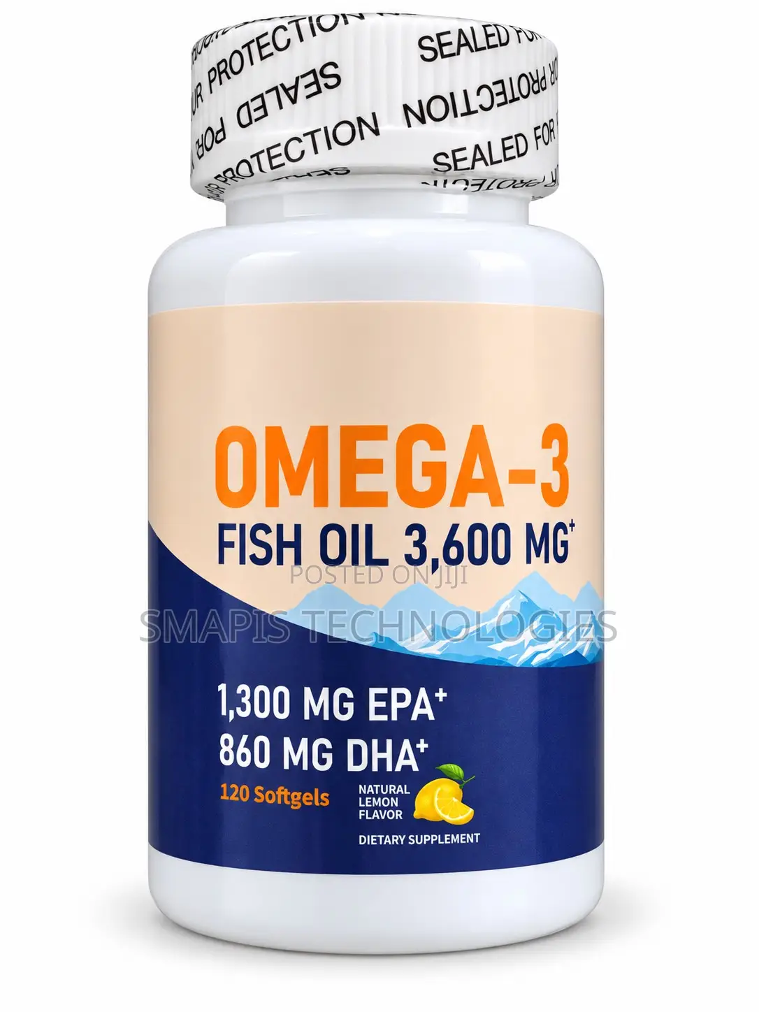 Omega‐3 Fish Oil 3,600 Mg – 120 Lemon-Flavoured Softgels