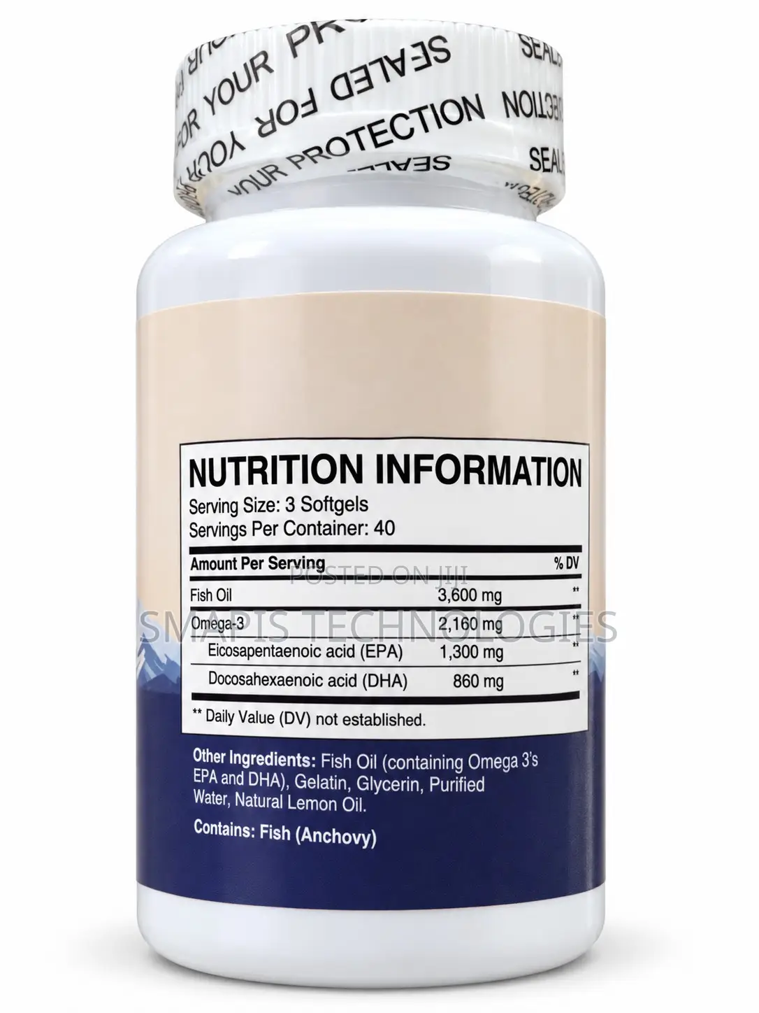 Omega‐3 Fish Oil 3,600 Mg – 120 Lemon-Flavoured Softgels