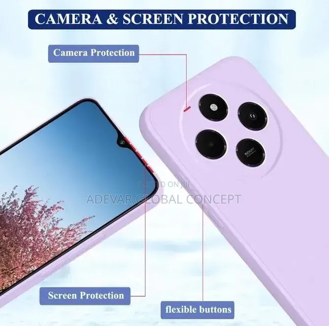 Redmi 14C Silicone Case, Slim Soft Rubber Shockproof Cover Pouch