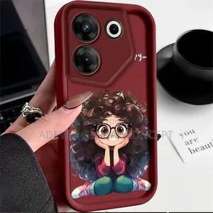 Tecno CAMON 20 PRO Cute Curly Haired Girl Silicone Case Pouch