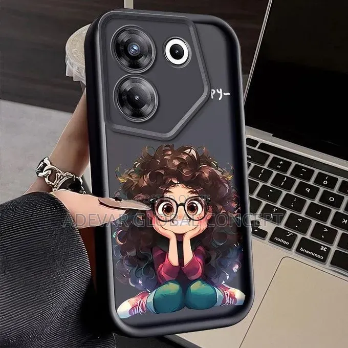Tecno CAMON 20 PRO Cute Curly Haired Girl Silicone Case Pouch