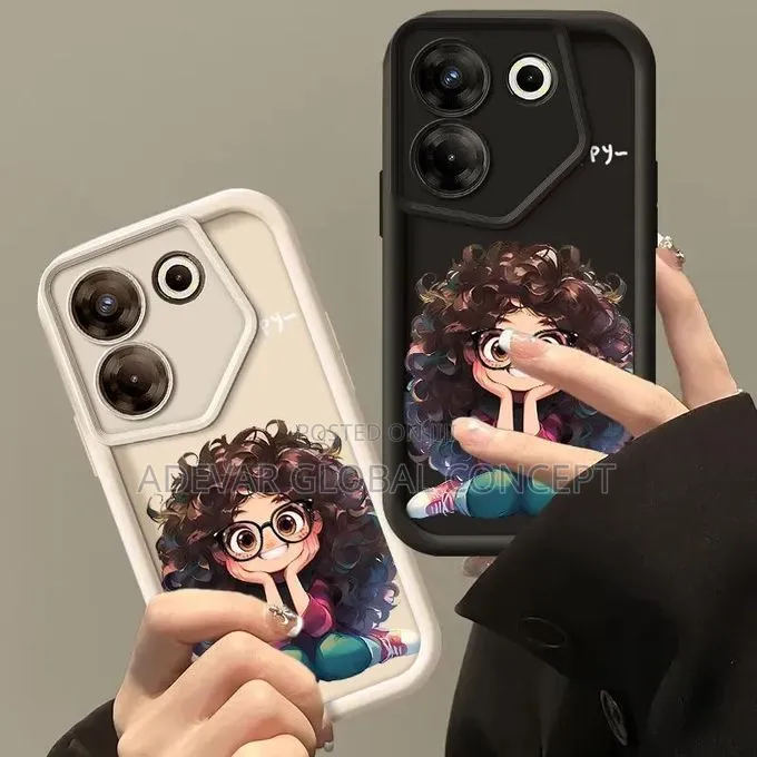 Tecno CAMON 20 PRO Cute Curly Haired Girl Silicone Case Pouch