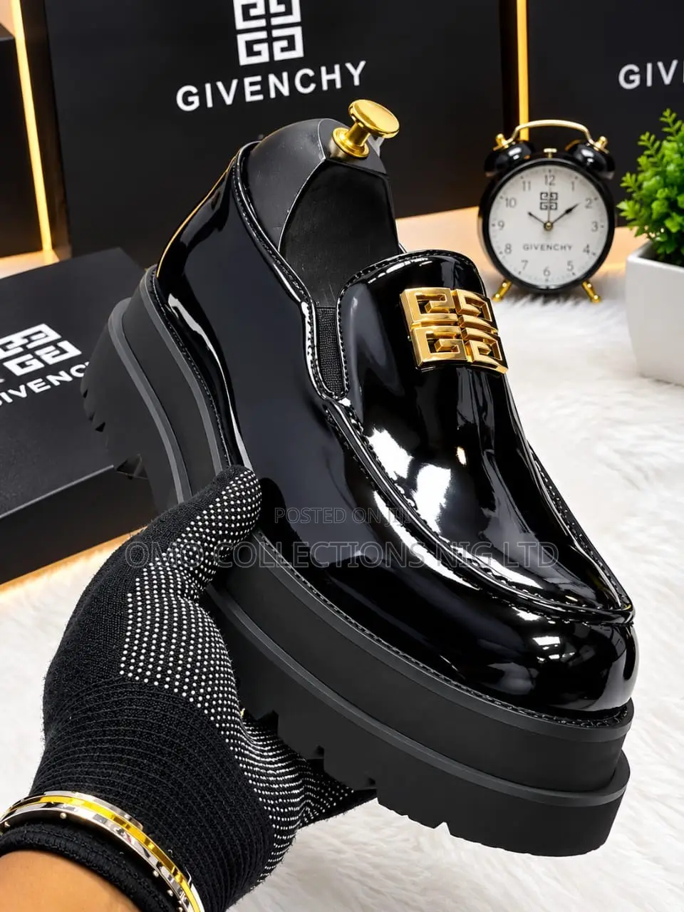 Givenchy Men’s Luxury Black Patent Leather Loafers – Fully Boxed