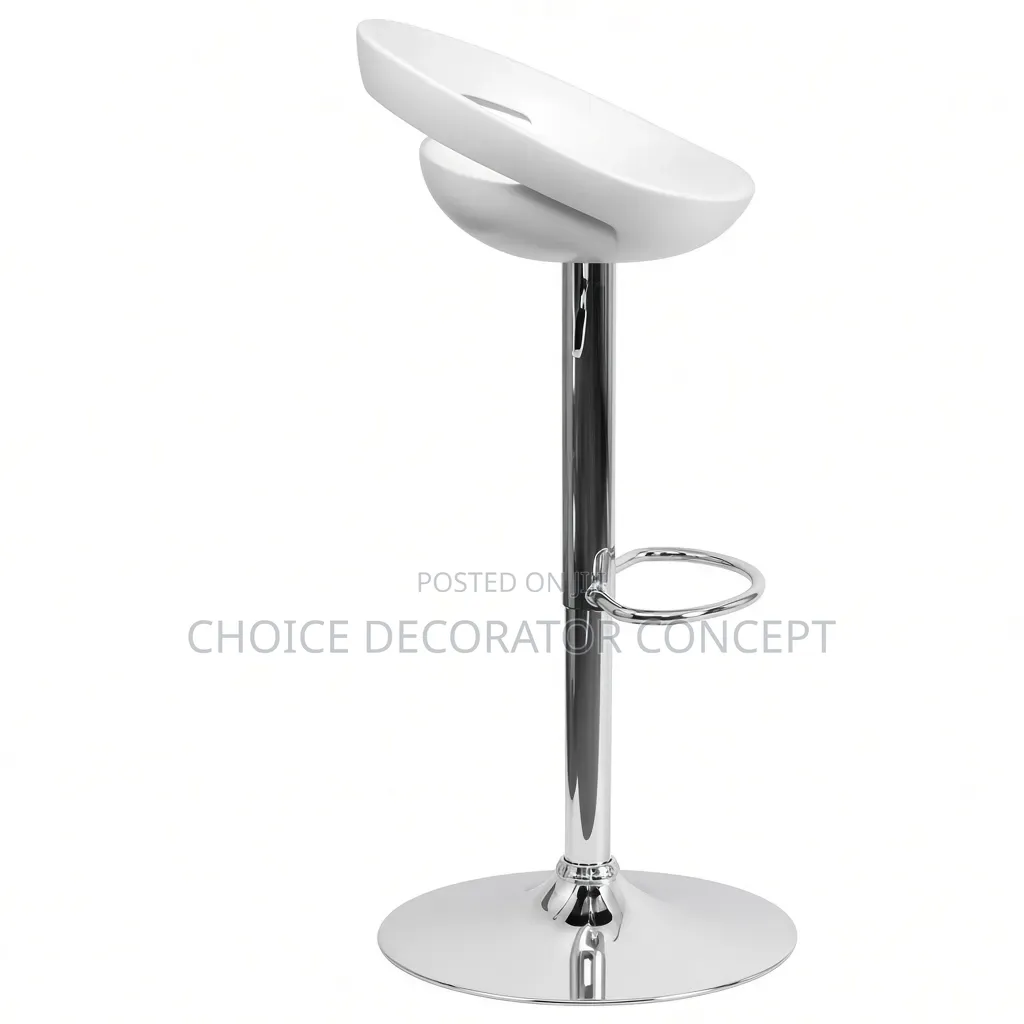 White Adjustable Bar Stool With Chrome Base