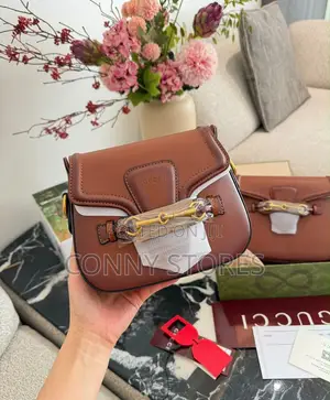 Premium Brown Gucci Web Calf Skin Cross Body Bag