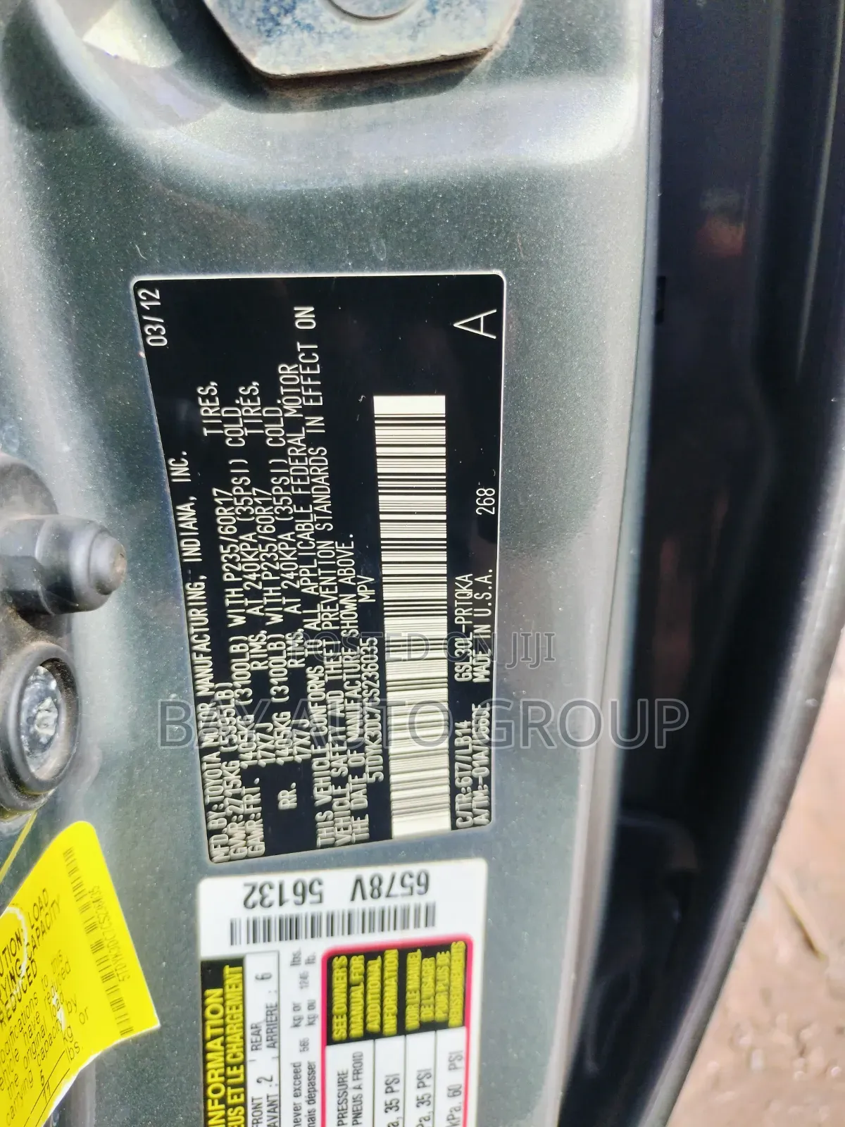 Toyota Sienna XLE 7 Passenger Mobility 2012 Gray