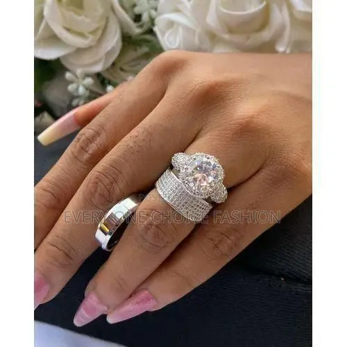 Original Quality & Classy Couple's Silver Wedding/Engagement Ring Set