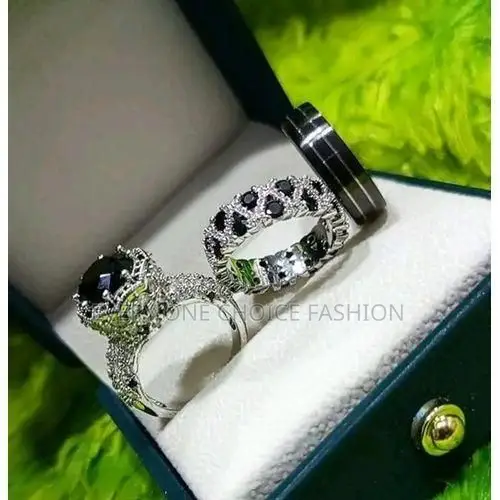 Quality Diamond Silver Wedding Ring Set (Non Fading) -Sparkling Silver