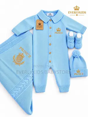 4pcs Prince Baby Boy Set-Romper +Blanket+Hat&booties