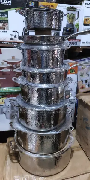 8 Set 18/10 Hammered Tri-Ply Stainless Steel Cookware Set