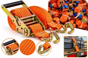 Heavy-Duty Ratchet Tie-Down Strap With Hooks