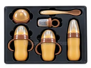 6in-1 Brown Silicone Baby Feeding Bottle Set - BPA Free