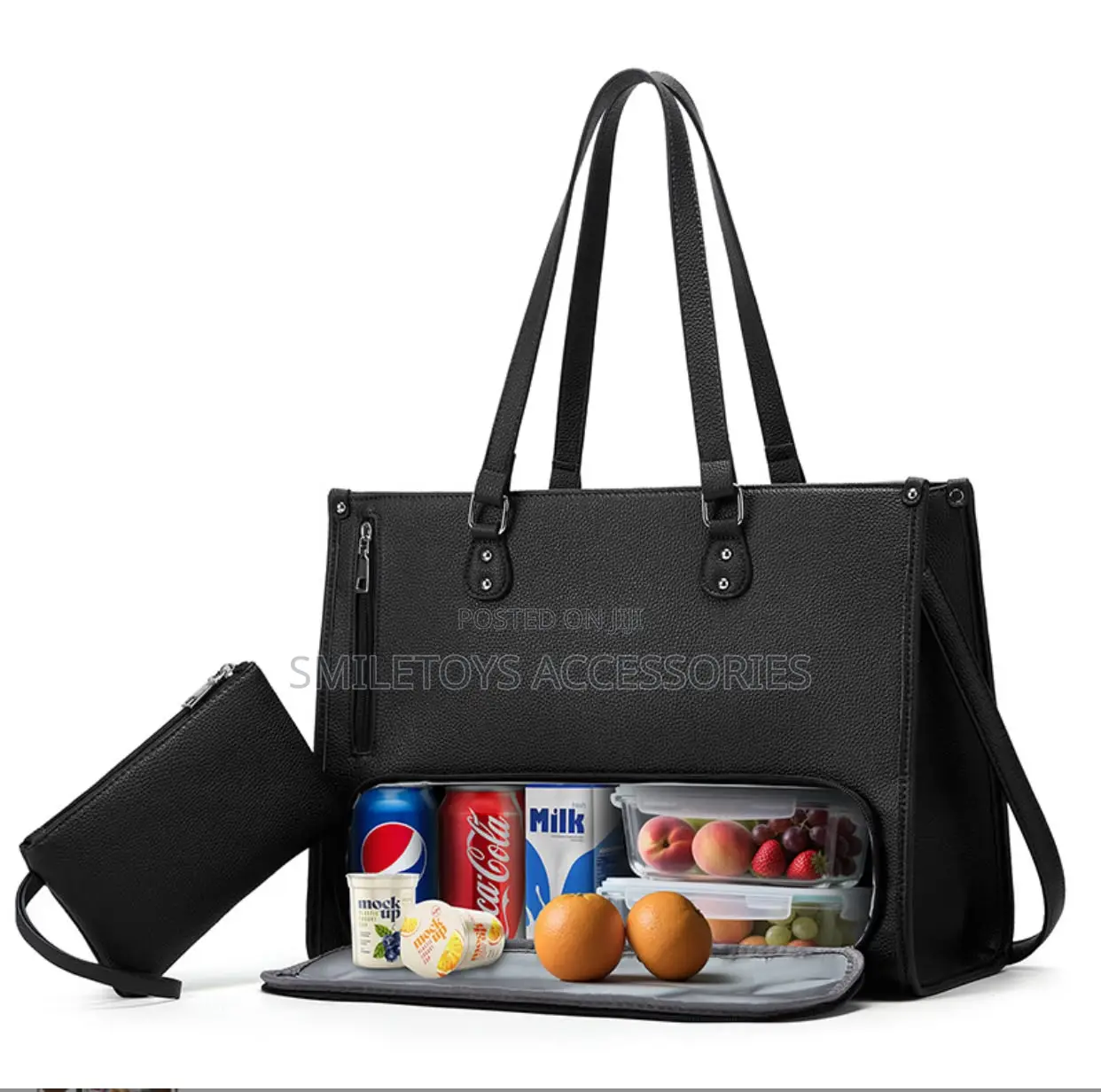 Brand New Black Tote Bag for Ladies With Shoulder Straps and Purse