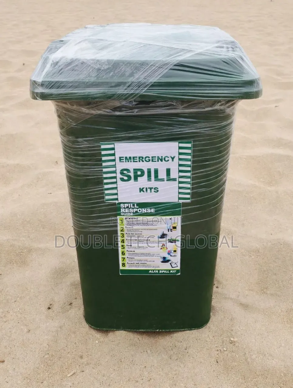 Emergency Spill Kit - 240 Litres - Green Wheelie Bin - Complete Kit