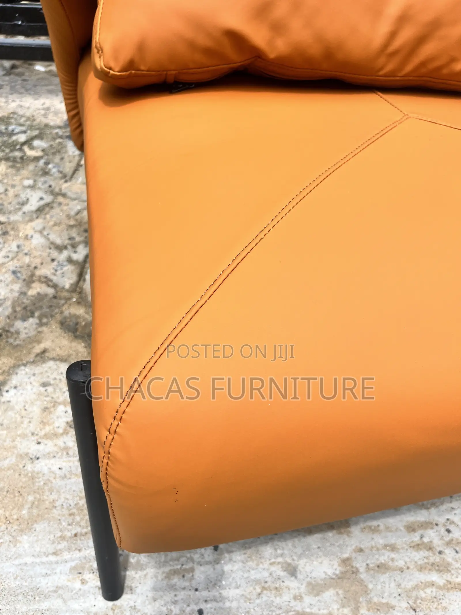 Luxury Italian Leather Accent Lounge Chair With Plump Pillow Back