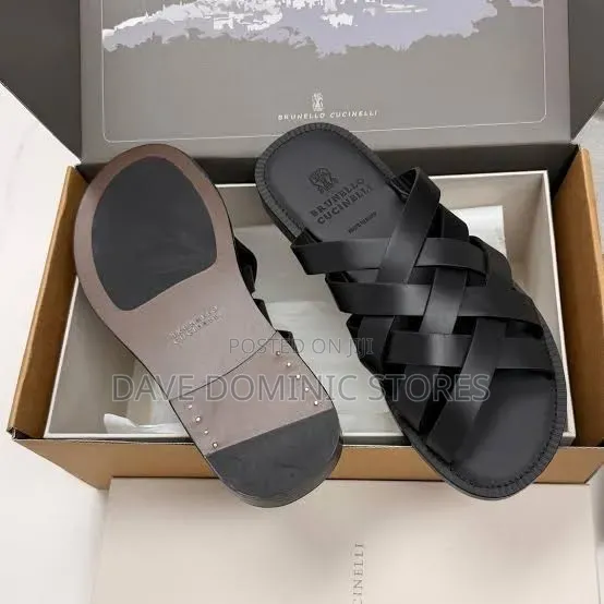 Original Brunello Cucinelli Leather Slides (Pam)
