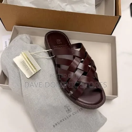 Original Brunello Cucinelli Leather Slides (Pam)
