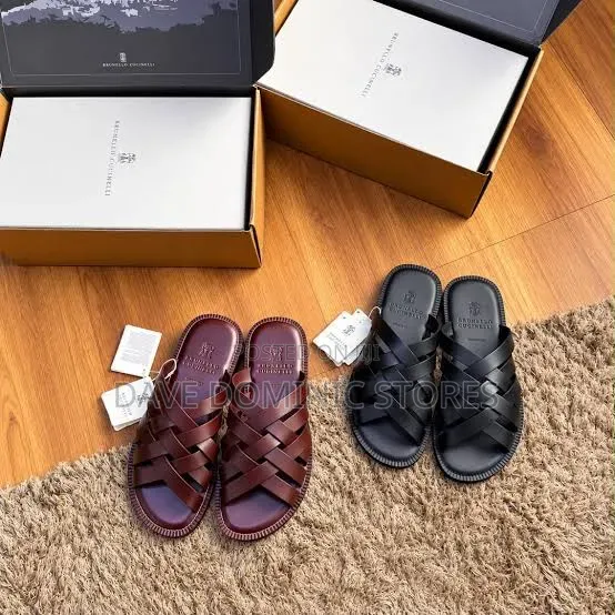 Original Brunello Cucinelli Leather Slides (Pam)