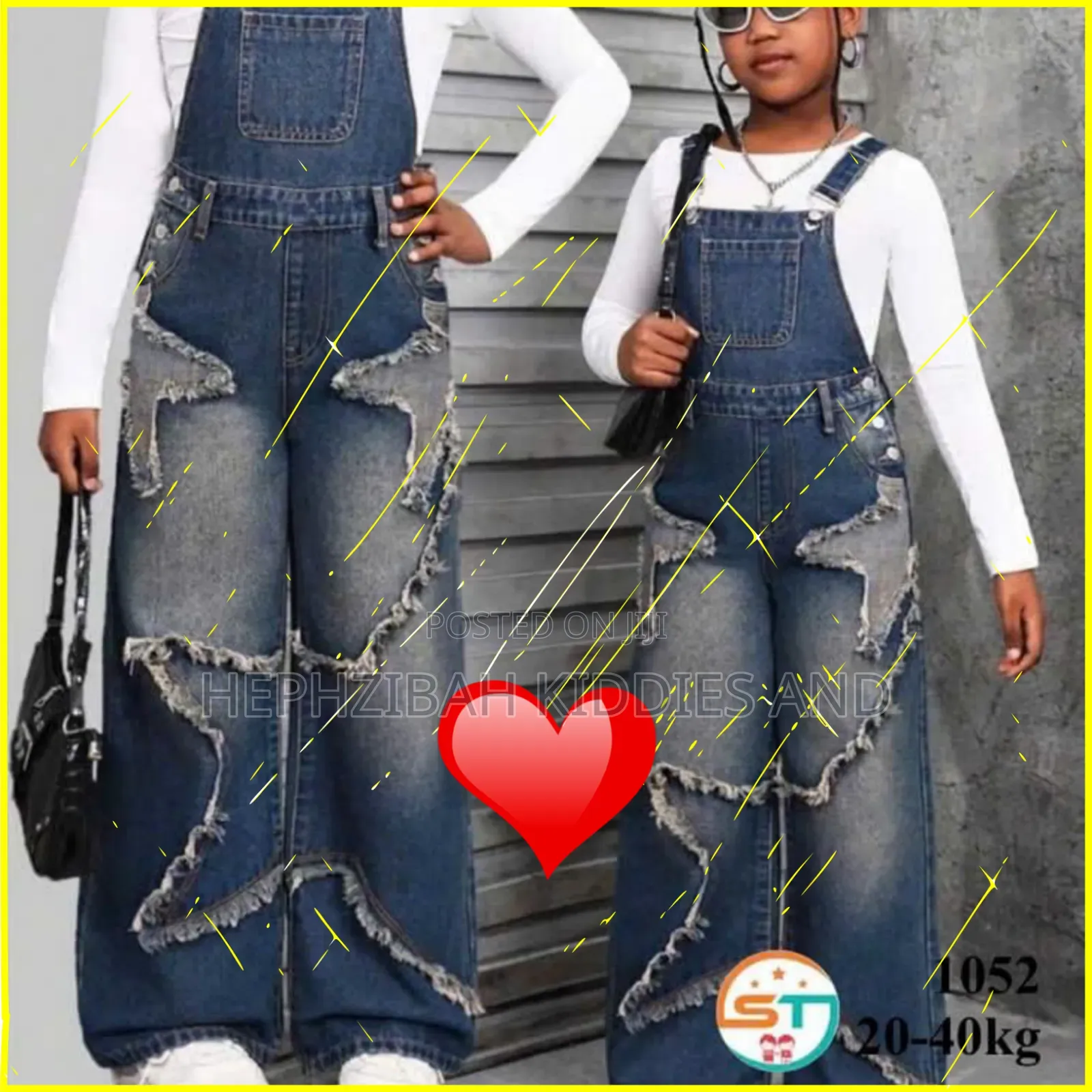 Denim Pinafore Girls Set