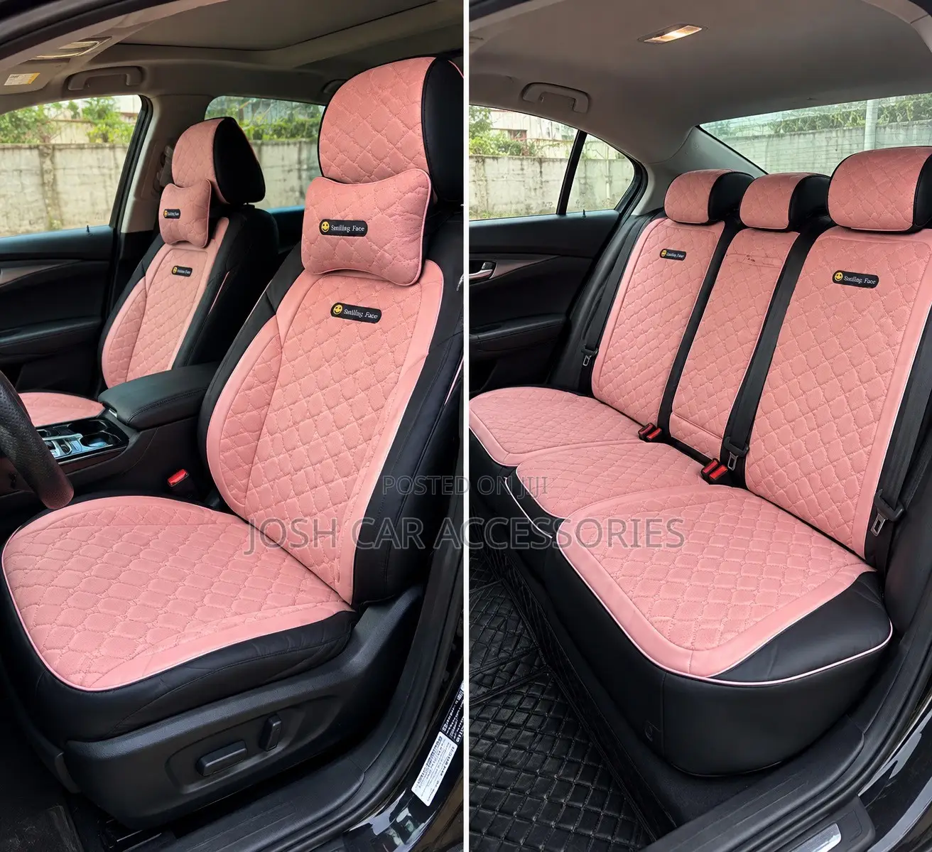 Universal Pink & Black Luxury Qulity Car Seat Covers – Full Set