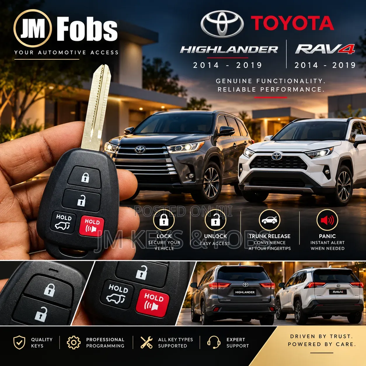 Lost Remote Key Replacement for Toyota Highlander RAV4