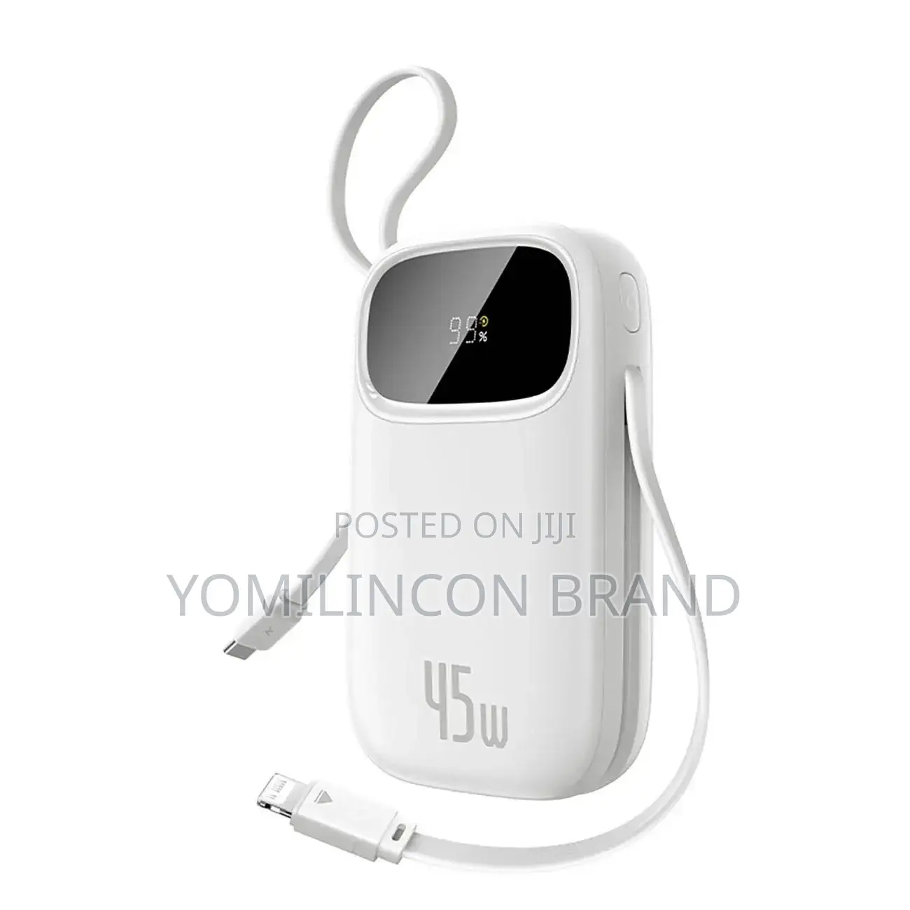 Baseus QPow3 Powerbank 45 W 20000 mAh & 2 Integrated USB-C Cable,White