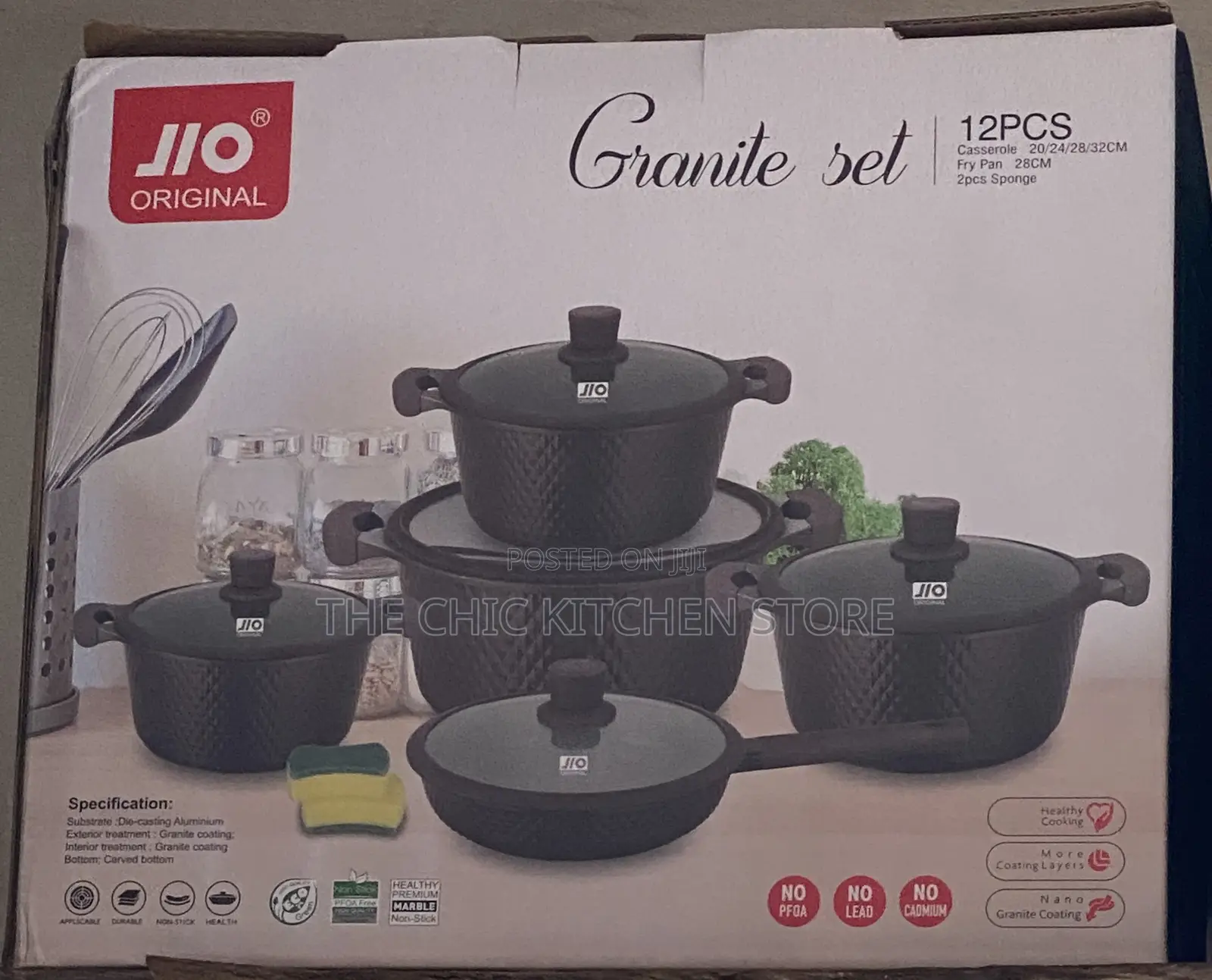 10pcs JIO Granite Coated Nonstick Cookware Set