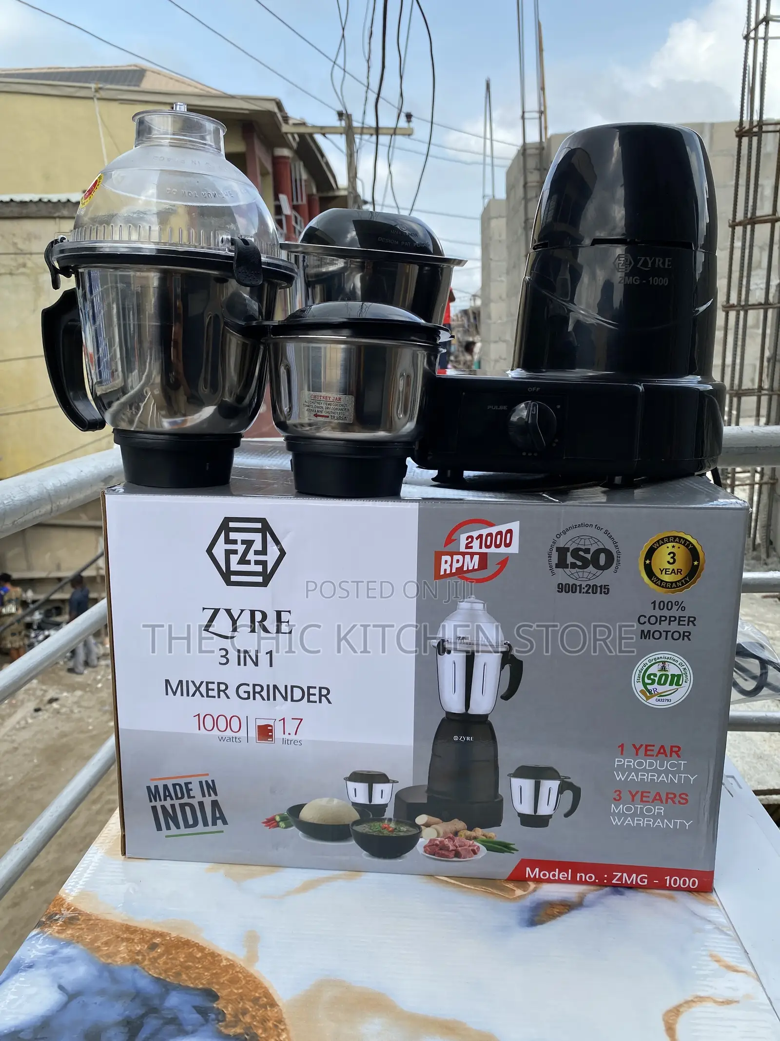ZYRE 3in1 Heavy Duty Mixer Grinder (1000watts)