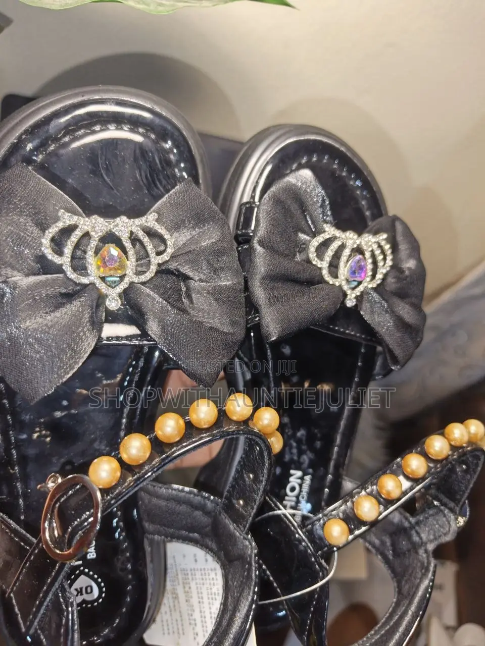 Black Glossy Princess Sandals